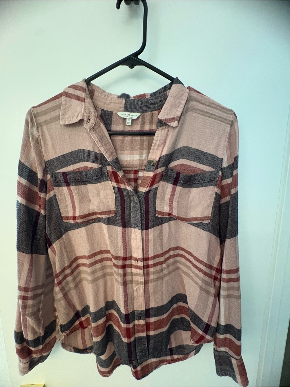 Lucky Brand Dusty Rose Plaid Button-Down Shirt